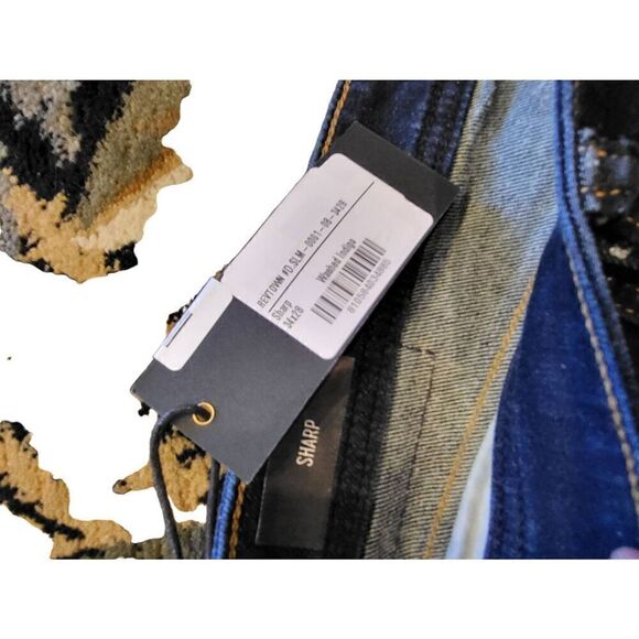 NWT Revtown Jeans Men's 34 Blue Sharp Slim Fit Decade Denim Dark Indigo - Picture 2 of 4